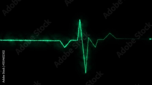 Abstract neon heartbeat signal icon animation on black background .