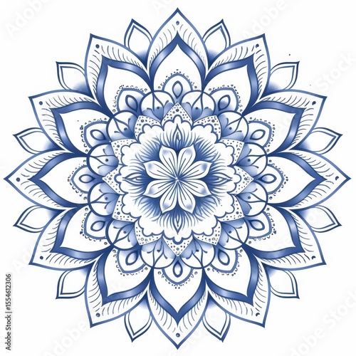 Blue Mandala Design  Floral Ornament  Meditation Art