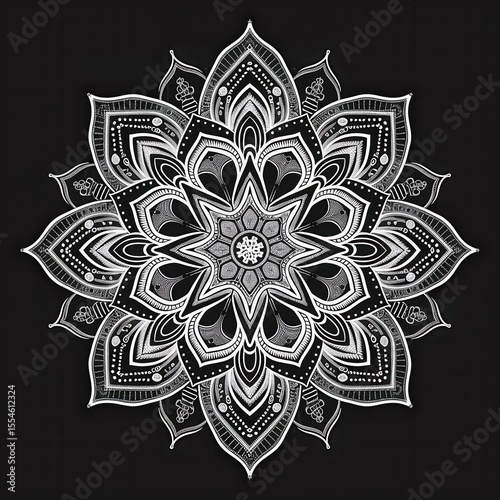Black and White Mandala Design  Intricate Floral Pattern  Sacred Geometry Art