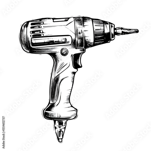 Power Drill illustration vector 2D flat, isolated on a white background.