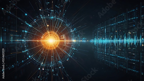 Futuristic digital transformation concept with AI, neural networks, and tech grids symbolizing next-gen innovation, created by stnazkul.