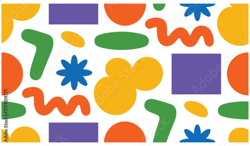 Colorful Abstract Organic Shapes Pattern on White Background for Modern Design