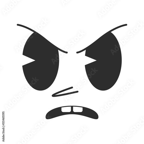 Comic angry face, cartoon retro character of 70s.