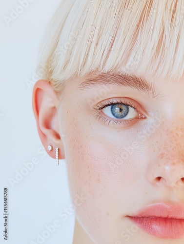 Wallpaper Mural Close-up of a woman's face with jewelry, freckles, and blonde hair Torontodigital.ca