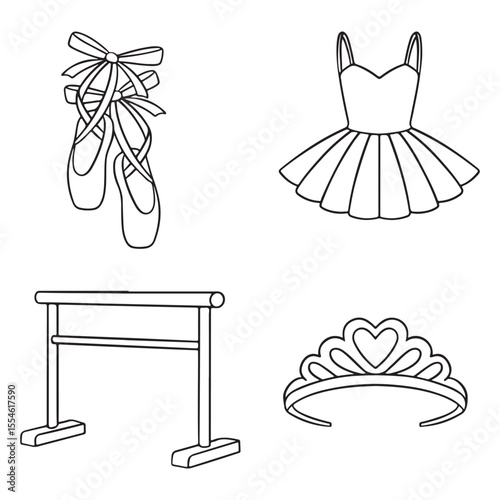 Ballerina icon set. Outline illustration of ballerina vector icons for web