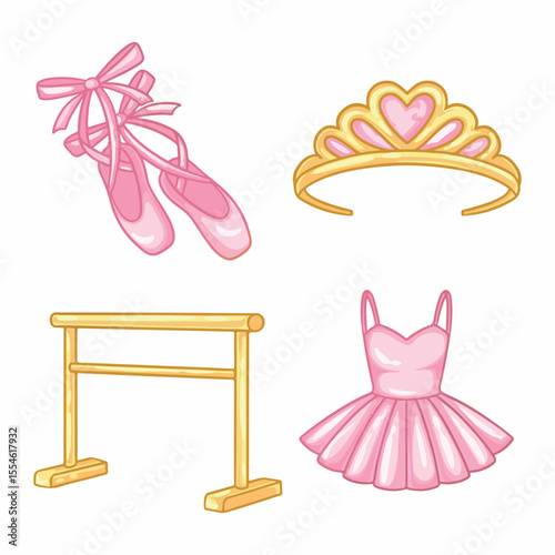 Ballerina icon set. Cartoon set of ballerina vector icons for web design