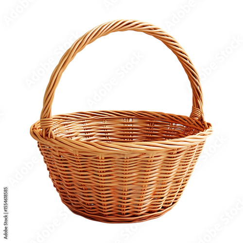 Wicker Basket Brown Woven Container Handcrafted Design Rural Lifestyle On Transparent Background