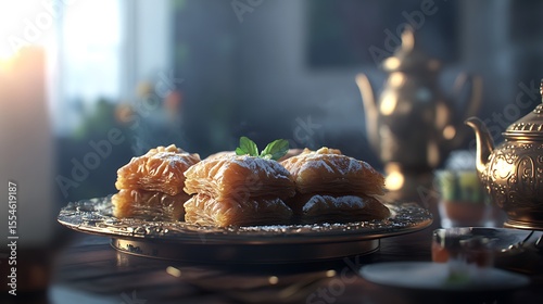 Selling traditional sweet baklava dessert with mockup