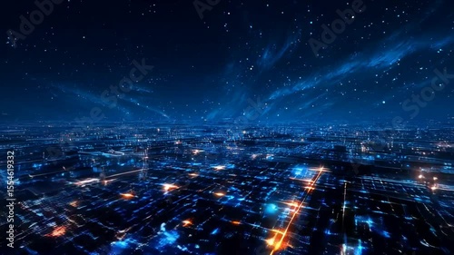 Wallpaper Mural Futuristic city at night with glowing structures Torontodigital.ca