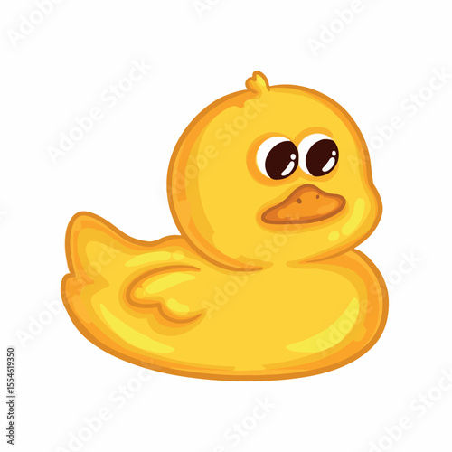 Cute yellow rubber duck cartoon vector Illustration isolated on a white background.