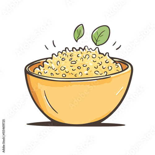 Quinoa Bowl illustration vector 2D flat, isolated on a white background.