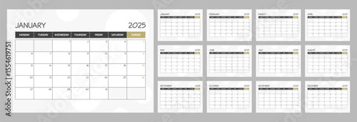 2025 monthly blank calendar planner schedule with week starts on Monday