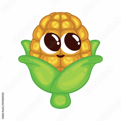 Cute cartoon corn character vector Illustration isolated on a white background