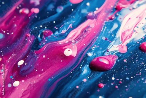 Nail Polish Splatter. 2023 Trendy Color Concept in Magenta and Blue photo