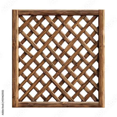 Rustic Wooden Lattice Panel Diagonal Pattern Texture On Transparent Background