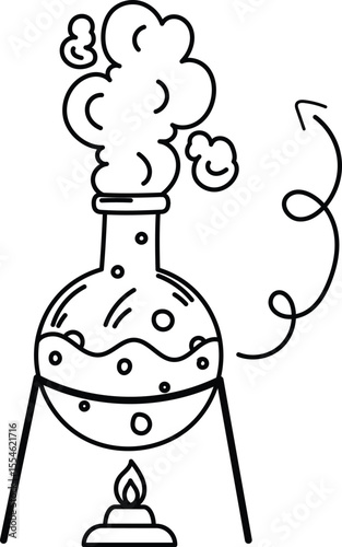 Chemical burning  with reaction flat icon
