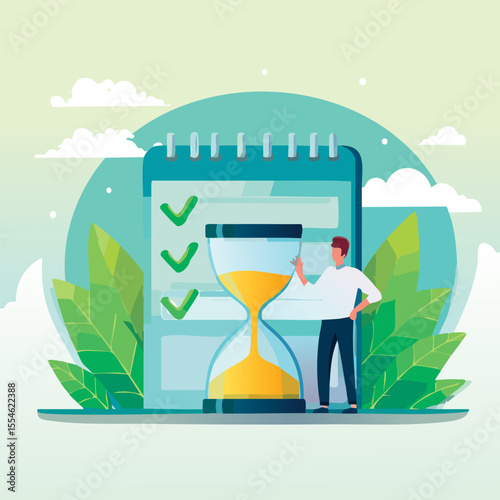Vector icon set representing time management, multitasking, to-do lists, calendar planning, and productivity tools. Suitable for business, apps, and presentation designs.