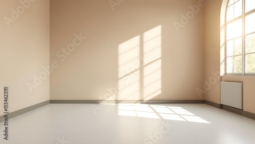 Empty Room Taupe Walls Sun Shadows