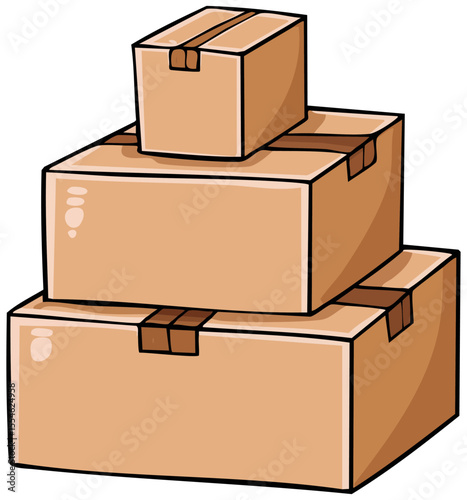 Stack of cardboard boxes clipart illustration, isolated 