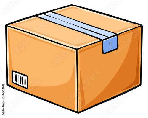 Sealed cardboard box clipart illustration, isolated 