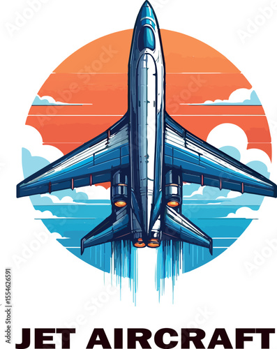 Jet aircraft vector white background .