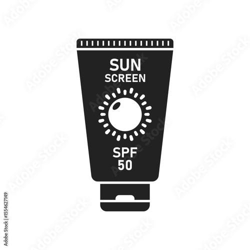 Sunscreen cream icon in flat style. Skin protection vector illustration on isolated background. Skincare pharmacy sign business concept.