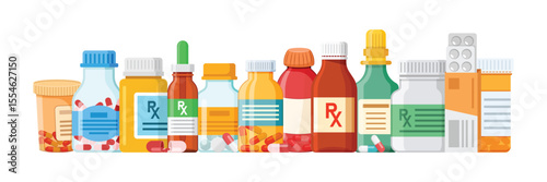 Pill icon set collection in flat style. Drug vector illustration on isolated background. Medicine pharmacy sign business concept.