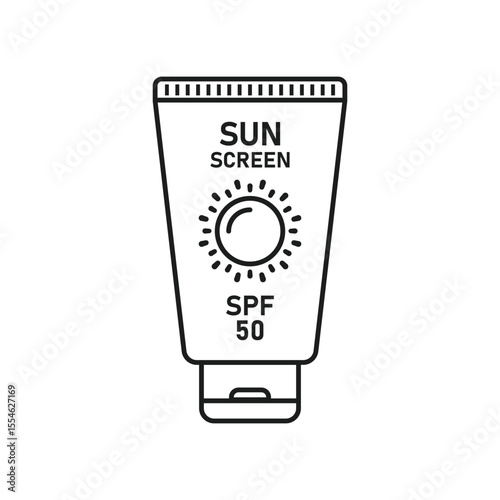 Sunscreen cream icon in flat style. Skin protection vector illustration on isolated background. Skincare pharmacy sign business concept.