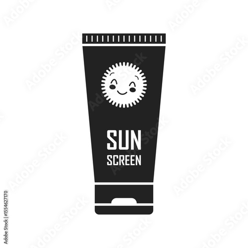 Sunscreen cream icon in flat style. Skin protection vector illustration on isolated background. Skincare pharmacy sign business concept.