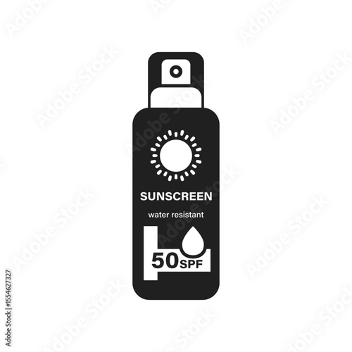 Sunscreen cream icon in flat style. Skin protection vector illustration on isolated background. Skincare pharmacy sign business concept.