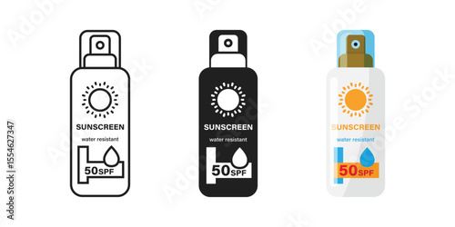 Sunscreen cream icon set collection in flat style. Skin protection vector illustration on isolated background. Skincare pharmacy sign business concept.