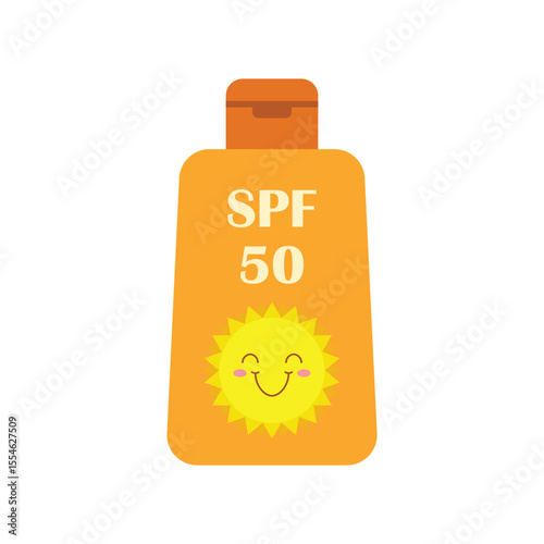 Sunscreen cream icon in flat style. Skin protection vector illustration on isolated background. Skincare pharmacy sign business concept.
