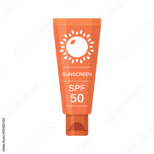 Sunscreen cream icon in flat style. Skin protection vector illustration on isolated background. Skincare pharmacy sign business concept.