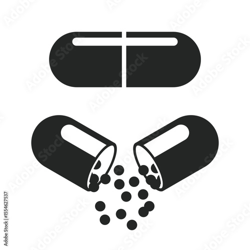 Pill icon in flat style. Drug vector illustration on isolated background. Medicine pharmacy sign business concept.