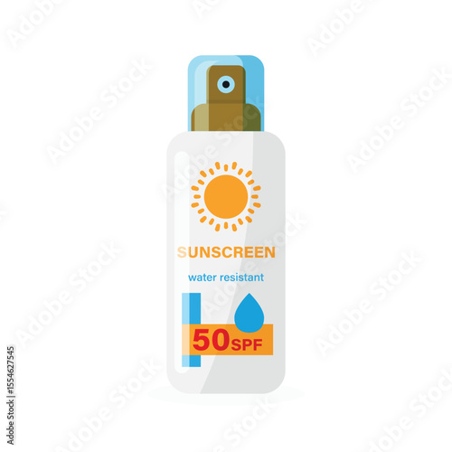 Sunscreen cream icon in flat style. Skin protection vector illustration on isolated background. Skincare pharmacy sign business concept.
