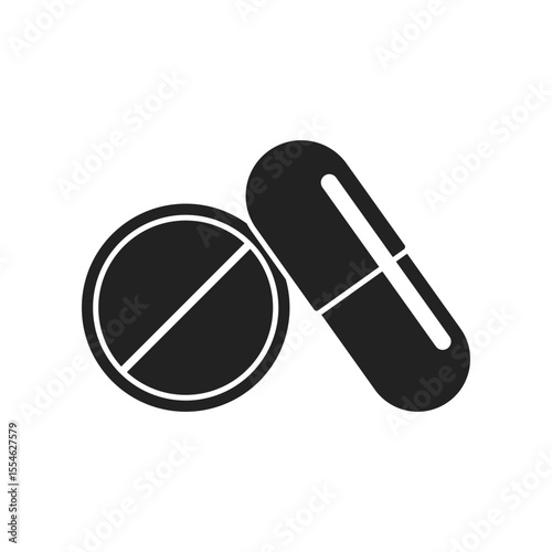 Pill icon in flat style. Drug vector illustration on isolated background. Medicine pharmacy sign business concept.