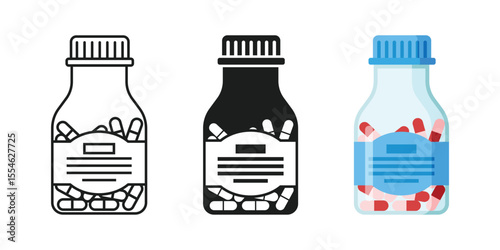 Pill icon set collection in flat style. Drug vector illustration on isolated background. Medicine pharmacy sign business concept.