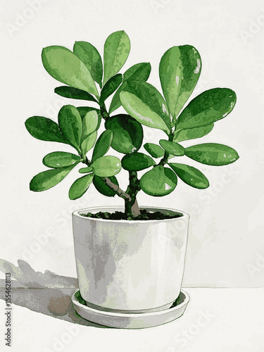 Jade Fortune Spill Auspicious plants Plant isolated watercolor vector illustration svg