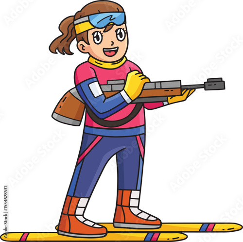 Biathlon Female Biathlete with Ammunition Clipart 