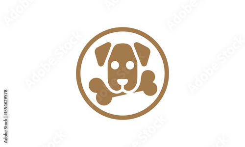 Simple Brown Dog and Bone Logo, Pet Shop, Veterinary Clinic, or Dog Treat Brand Icon ai generated