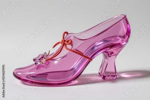 Pink Glass Slipper High Heel Miniature Shoe Figurine