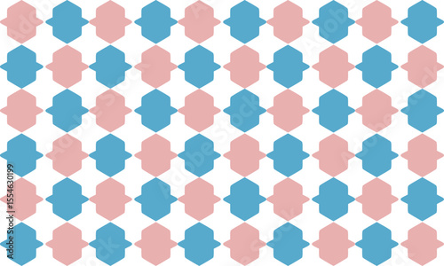 Pink and blue plaid fabric texture, blue diamond checkerboard repeat pattern, replete image, design for fabric printing, star