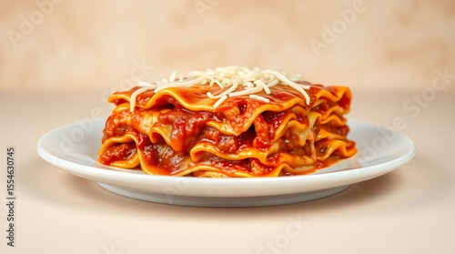 Hot and cheesy lasagna with steam rising from fresh tomato sauce layers