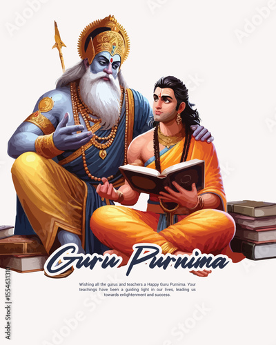 Happy Guru Purnima Greeting | Spiritual Indian Festival Celebration Design for Social Media & Print