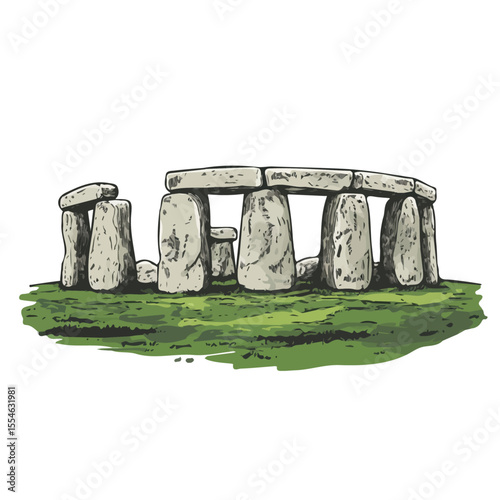 2D flat Stonehenge vector illustration, isolated on a white background.