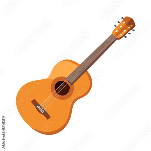 Vector illustration of a classical acoustic guitar, isolated on white background