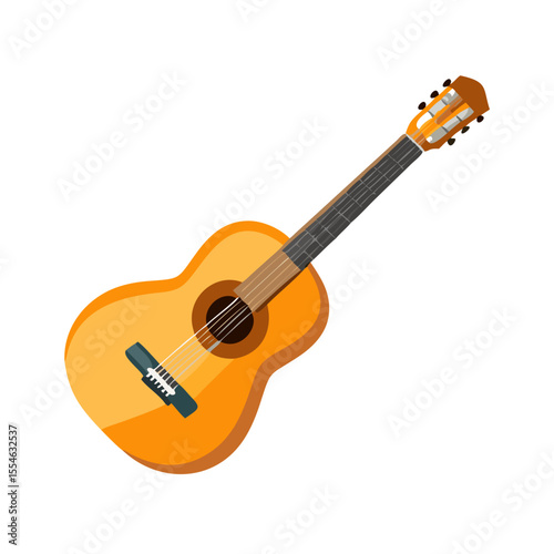 Vector illustration of a classical acoustic guitar, isolated on white background