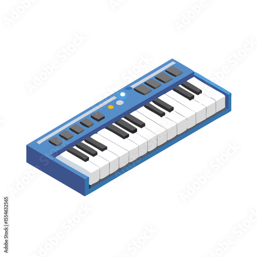 Vector illustration of a modern digital piano keyboard, isolated on white background