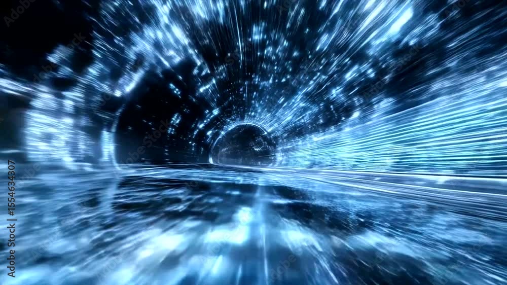 Futuristic tunnel with glowing lines