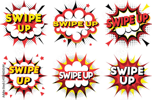 Six Unique Swipe Up Comic Book Style Call to Action Buttons